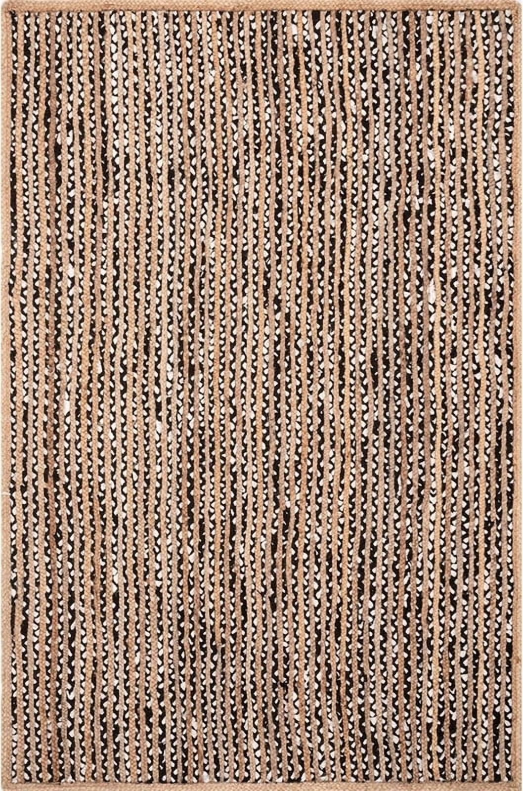 2.6x15 Ft Black & White Cotton Jute Area Rug, Hand-Woven, Reversible, Farmhouse Boho Style, Durable & Pet-Friendly Rug for Living Room, Dining Room, and Bedroom