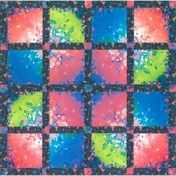 Quilt Kit Bright Side Blocks Robert Kaufman Wishwell 50" x 50" Quilt