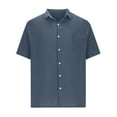 thumbnail image 3 of Men's Business Casual Shirts Fashion Solid Color Turn-Down Collar Button Short Sleeve Blouse Summer Tee Shirts, 3 of 5