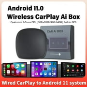 Android 11 CarPlay AI Box 2023, 3+32G, Multimedia Video Box Support Wireless Car Play & Android Auto, Stream Netflix/YouTube/Spotify to Your Car, 4G Network, 2.4G+5G WiFi Bluetooth 5.0