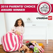 Stuffed Animal Storage Bean Bag Chair Pink White Striped Clean Up The Room And Put Those Critters To Work For You By Creative Qt 30