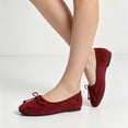 thumbnail image 6 of Domuza Womens Bowknot Ballet Flats Pointy Toe Casual Flat Shoes Suede Dressy Wear to Work Slip-Ons Moccasins Loafers summer Wine 5.5（EU-36）, 6 of 6