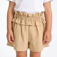 thumbnail image 2 of Gubotare Toddler Baby Girls Shorts Casual Summer Ruffled Elastic Waist Wide Leg Loose Bottoms 4T 5T (Khaki,4-5 Years), 2 of 4