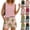 C03# Pink, variant on Hawaiian Outfits for Women 2 Piece Sets Sleeveless Scoop Neck Tank Tops and Beach Shorts Set Loungewear 2 Pc Sets Army Green L