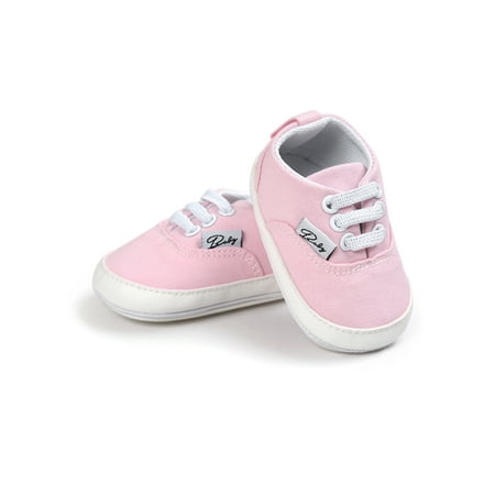 

Sanviglor Newborn Canvas Sneakers First Walkers Crib Shoes Prewalker Flats Casual Comfortable Lightweight Walking Shoe Non-Slip Slip On Pink 5C