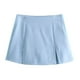 thumbnail image 5 of HH TRAF Verano Femenino Sólido Flip Decoración Satén Textura Dividida Decorar Culottes Nueva Cintura Alta Cremallera Lateral Mini Falda Mujer, 5 of 5