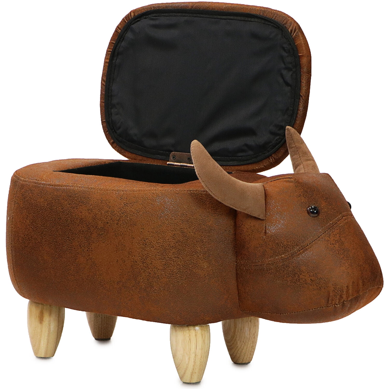Critter Sitters 15-In. Seat Height Brown Cow Animal Shape Storage Ottoman - Furniture for Nursery, Bedroom, Playroom, and Living Room Decor