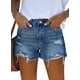 thumbnail image 2 of Pantalones cortos vaqueros Onlypuff, cintura alta, azul rasgado para mujer, 2 of 5