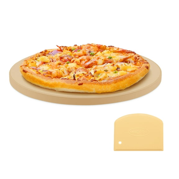 Unicook Circular Pizza Stone For Oven Baking & BBQ Grilling, 15" Round Durable Cordierite Cooking Stone