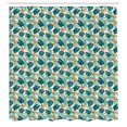 thumbnail image 2 of Ambesonne Tropical Shower Curtain, Palm Monsteras Strelitzias, 69"Wx75"L, Dark Teal and Pale Vermilion, 2 of 4