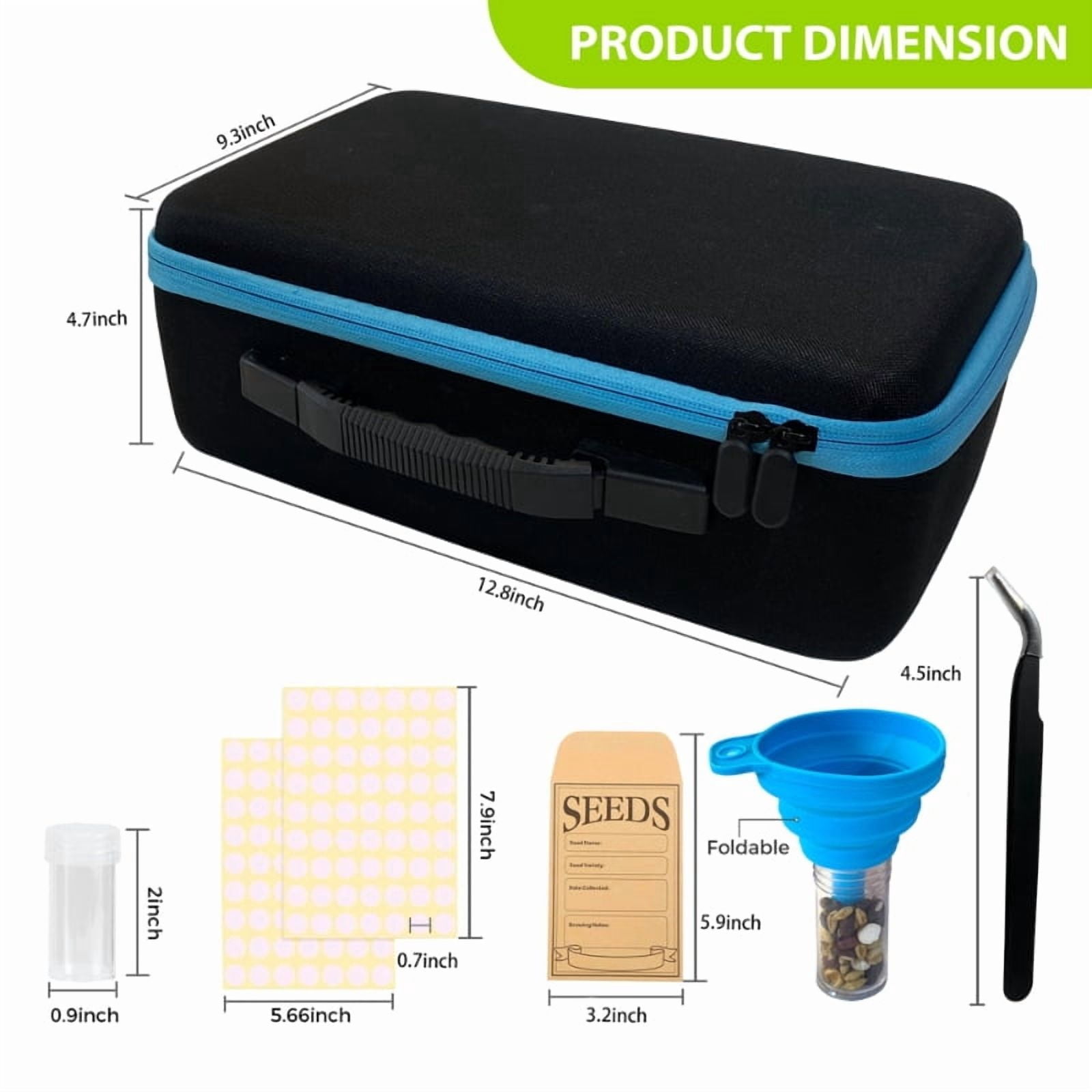 140-Slots Seed Storage Box with 20 Seed Envelopes, Portable Zipper Bag & Complete Accessories Including Labels, Tweezers and Funnel – Seed Organizer for  Vegetables and Flowers. Seeds not included.