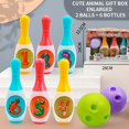 thumbnail image 3 of Juego de bolos con patrón colorido, juego de bolos para niños o padres e hijos, deportes de interior interactivos, actividad creativa, 3 of 4