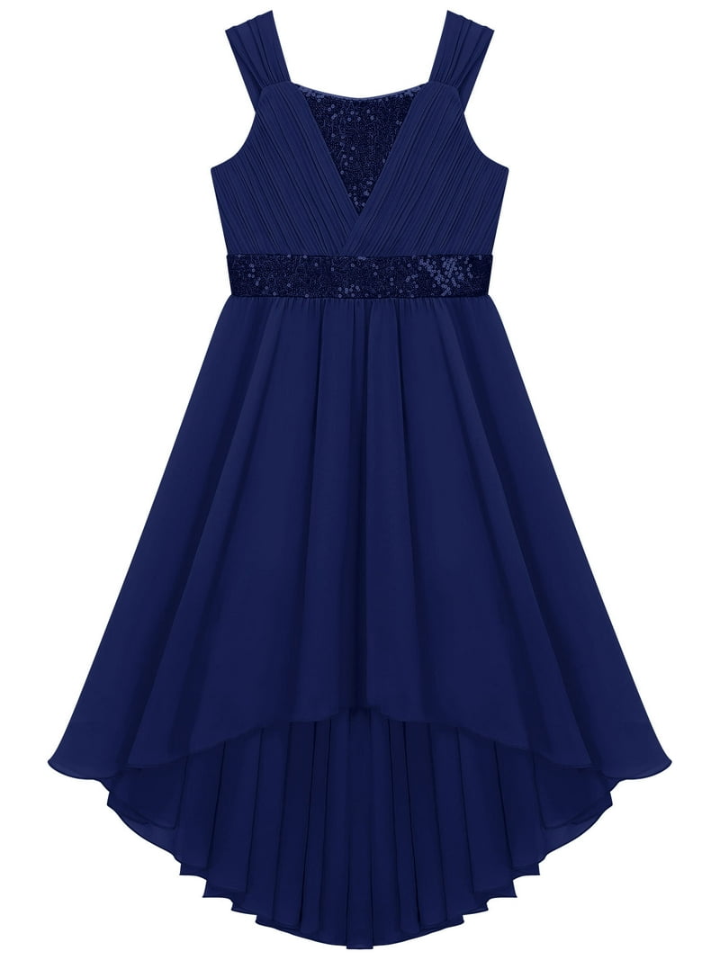 CHICTRY Girls Chiffon Floral Lace Party Dress Sleeveless Wedding Bridesmaid  Dress,Sizes 6-16 Navy Blue-B 4 - Walmart.com