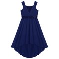 thumbnail image 5 of CHICTRY Girls Chiffon Sequins Birthday Party Proms Dress Pleated High-low Hem Flower Girls Dress Navy Blue 4, 5 of 7