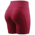 thumbnail image 2 of Cadmus High Waist Yoga Shorts for Women Workout Running Shorts Naked Feeling Biker Shorts Tummy Control Deep Pockets, Red, XL, 2 of 4