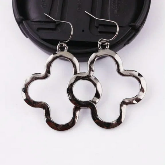 Fashion Hammered Gold Quatrefoil Clover Drop Dangle Earrings for Wome Jewelry