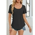 thumbnail image 5 of Annhoo Shirts for Women with Pocket Crew Neck Summer Short Sleeve Basic Tee Casual Loose Going out Tops, 5 of 8