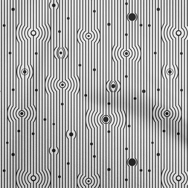 oneOone Polyester Spandex Black Fabric Stripes Dress Material Fabric Print Fabric By The Yard 56 Inch Wide