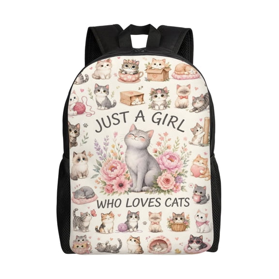 Cute Cat Backpack Full Front Print Travel Laptop Bag for Men and Women