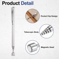 thumbnail image 4 of 2 Pcs Outil de Ramassage Magnétique Télescopique 1.5LB Acier Inoxydable 4.7 Pouces à 19.7 Pouces Bâton de Récupération Magnétique Extensible avec Clip de Poche pour Automobile Garage Bureau, Argent, 4 of 7