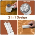 thumbnail image 4 of Yl-YANG Fuzz Remover Rechargeable, HOMEASY Electric Lint Remover Shaver with 2 Blades, Sweater Couch Fabric Pill Shaver for Sweater, Couch, Furniture (White)90*107*190mm, 4 of 5