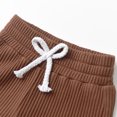 thumbnail image 2 of Newborn Baby Boy Clothes Ribbed Knitted Cotton Short Sleeve Romper +Pants Solid Color Summer Outfits Brown 3-6 Months, 2 of 6