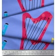 thumbnail image 3 of Soimoi Blue Poly Georgette Fabric Guitar & Xylophone Musical Instrument Printed Fabric 1 Yard 52 Inch Wide, 3 of 3