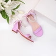 thumbnail image 4 of Krdevn Ankle Strap Open Toe Block Heel Dress Sandals, Pearl and Bow Detail Lightweight Party Shoes (Little Girls, Big Girls),7-8 Years, 4 of 8