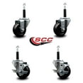 thumbnail image 2 of 3 Inch Hard Rubber Wheel Swivel 3/4 Inch Expand Stem Caster Set 2 Brakes SCC, 2 of 2