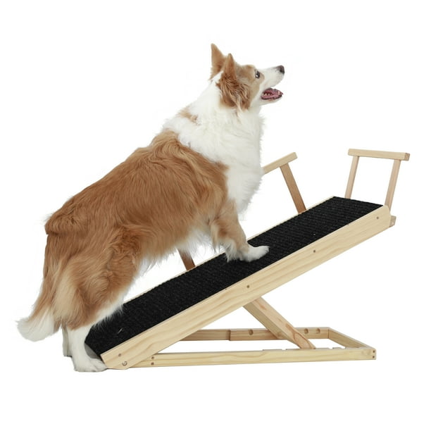 Walkfairy Tall Adjustable Dog Ramp, Wooden Folding Dog Safety Ramp for Bed, Cars, Height