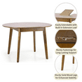 thumbnail image 7 of Dining Table Set for 4, Classic Style Solid Wood Warm Chairs w Extendable Round Table, Kitchen Room Set, Medium Brown Color w Gray Fabric, 7 of 7