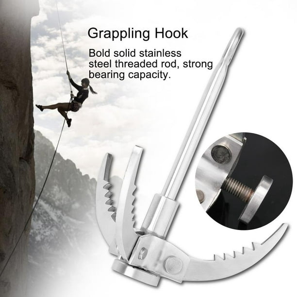 Fosa Folding Grappling Hook,outdoor Survival Stainless Steel Rock Climbing Grappling Hook 3 Claws Folding Hook