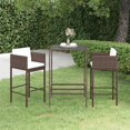 thumbnail image 1 of vidaXL 3 Piece Garden Bar Set with Cushions Poly Rattan Brown, 1 of 5