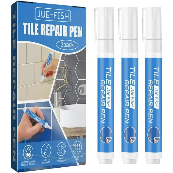 3 Pcs Tile Grout Pen Repair Pen Set (3 Pcs White) Waterproof Tile Grout Colorant and Sealer Pen
