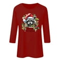 thumbnail image 3 of ClodeEU Women's Christmas Print Sweatshires,t Round Neck 3/4 Sleeve Blouse,Tunic Shirts Tops Red,Womens Plus XXXL, 3 of 3