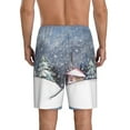 thumbnail image 3 of Naloa Watercolor Winter Landscape For Christmas Men's Short Pajama Pants, Lounge Comfort Shorts with Elasticized Waistband and Side Pockets - XX-Large, 3 of 9