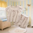 thumbnail image 6 of Bovxnpu Girls' Short Sets Girls Summer Gauze Floral Graphic Short Sleeve Crew Neck Shirt 2-Piece Sets Summer Outfits, 6 of 6