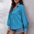 thumbnail image 6 of BLVB Women Button down Shirts Oversized Lantern Long Sleeve Blouses Solid Color Lapel Business Work Casual Tops, 6 of 6