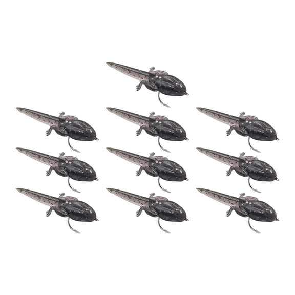 10Pcs Tadpole Soft Fishing Lures Bionic Soft Baits with Built-in Metal Hooks for Freshwater Bass Trout Fishing Tackle