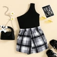 thumbnail image 7 of Little Girls Summer Set Cute Sleeveless T Shirt Vest Tank Top + Plaids Shorts Outfit, 7 of 7