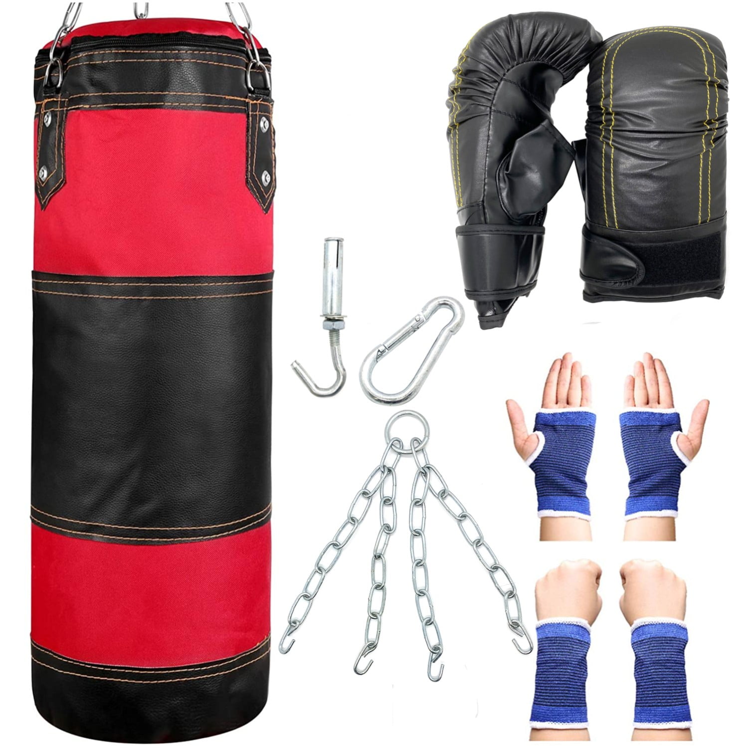 BOXING PUNCH BAG Sold Empty 3ft UN-FILLED BLACK/RED Kickboxing Karate Gym 