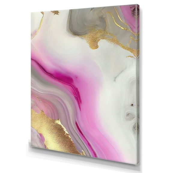 Designart Pink And Gold Marble Abstract II Canvas Wall Art