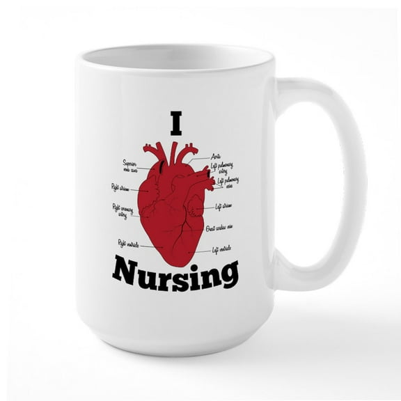 CafePress - I Heart Nursing - 15 oz Ceramic Large White Novelty Mug