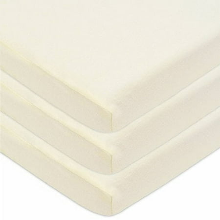 American Baby Company 100% Natural Cotton Value Jersey Knit Fitted Portable/Mini-Crib Sheet Ecru 24 x 38 x 5 Soft Breathable for Boys and Girls Pack of 3