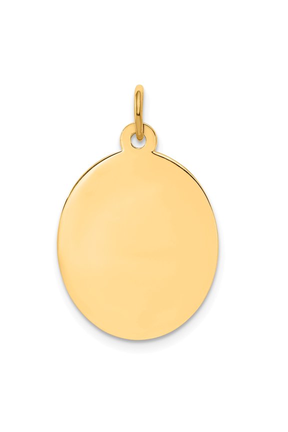 14k Plain .013 Gauge Engravable Oval Disc Charm in 14k Yellow Gold