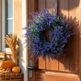 thumbnail image 6 of 13.7" Artificial Lavender Boxwood Wreath for Front Door - Handmade Faux Purple Greenery Wreath, Farmhouse Decor for Porch Wall Window Indoor Outdoor, 6 of 8