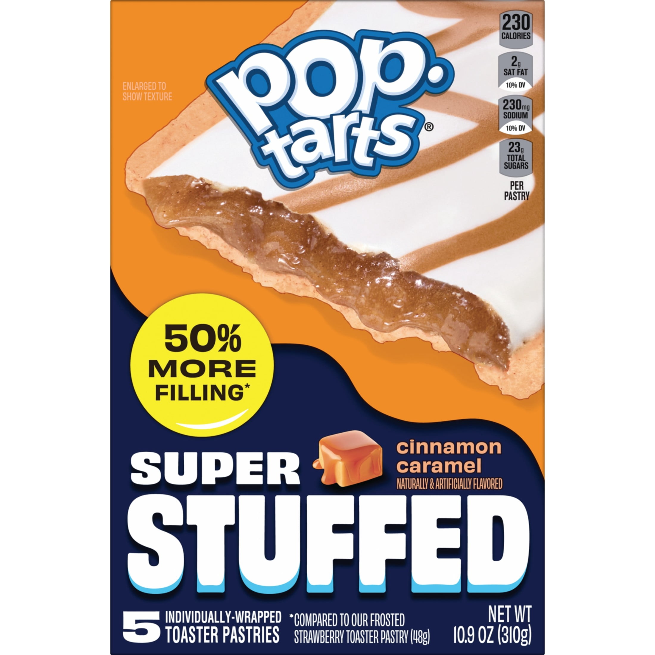 Pop-Tarts Super Stuffed Cinnamon Caramel Toaster Pastries, Walmart Exclusive, 50% More Filling, Shelf-Stable, 10.9 oz (5 Count)