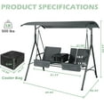 thumbnail image 2 of Coewske 2-Seat Cushioned Patio Porch Swing Chair Glider w/ Cooler Bag & Adjustable Canopy Gray, 2 of 7