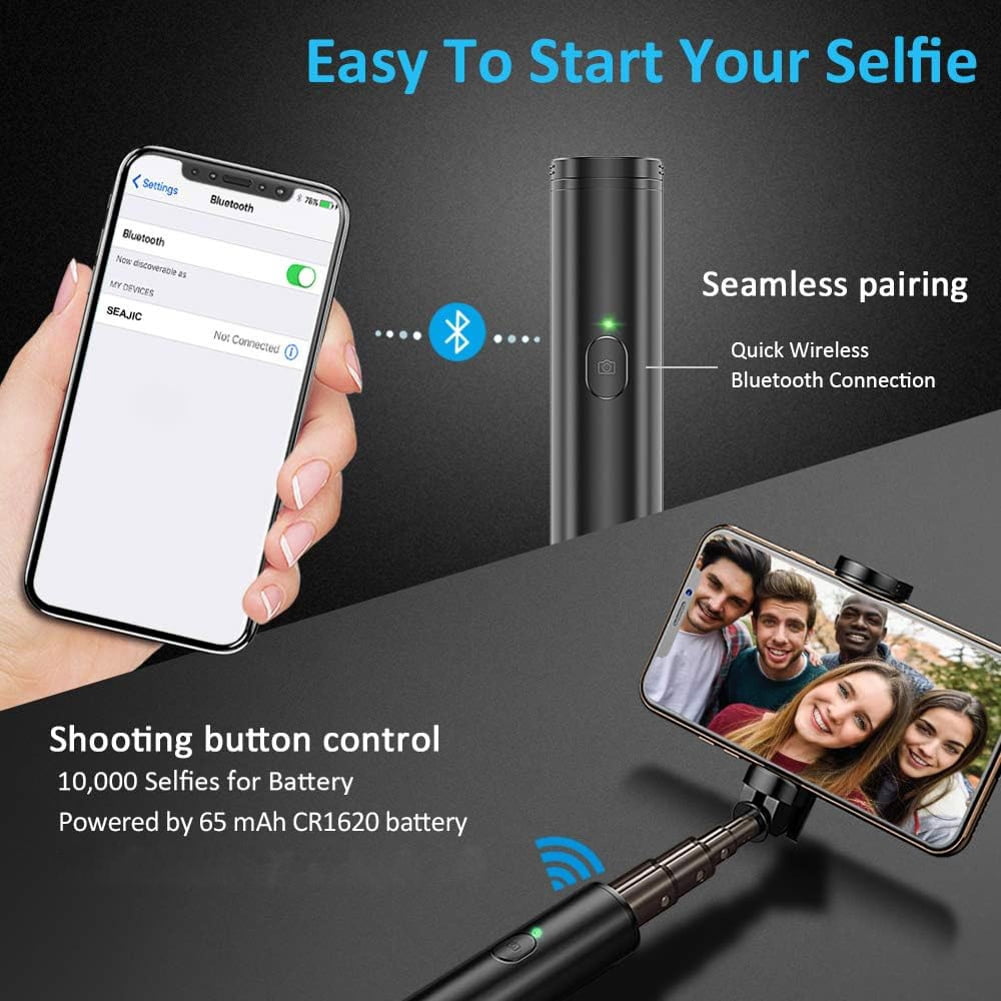 Wireless Selfie Stick for Cricket Vision Plus/Innovate E 5G - Lightweight Aluminum Remote Shutter Self-Portrait Extendable Compact