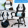 thumbnail image 2 of Dkelincs Gaming Chair Massage Computer Desk Chair Adjustable PU Leather Office Chair with Massage Lumbar Support for Teens, White, 2 of 9